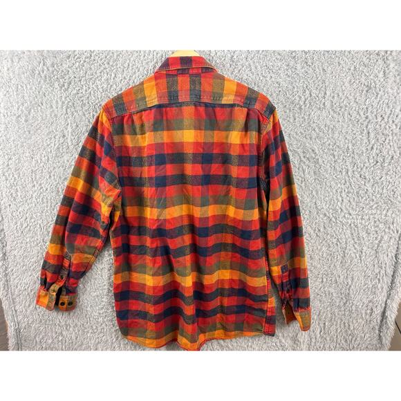 L.L.Bean Organic Cotton Flannel Shirt L Tall Slightly Fitted Plaid Fall Colors - Picture 2 of 7